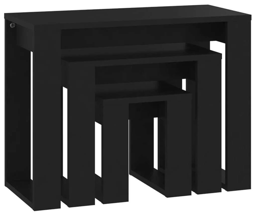 Mesas de encastrar 3 pcs madeira processada preto