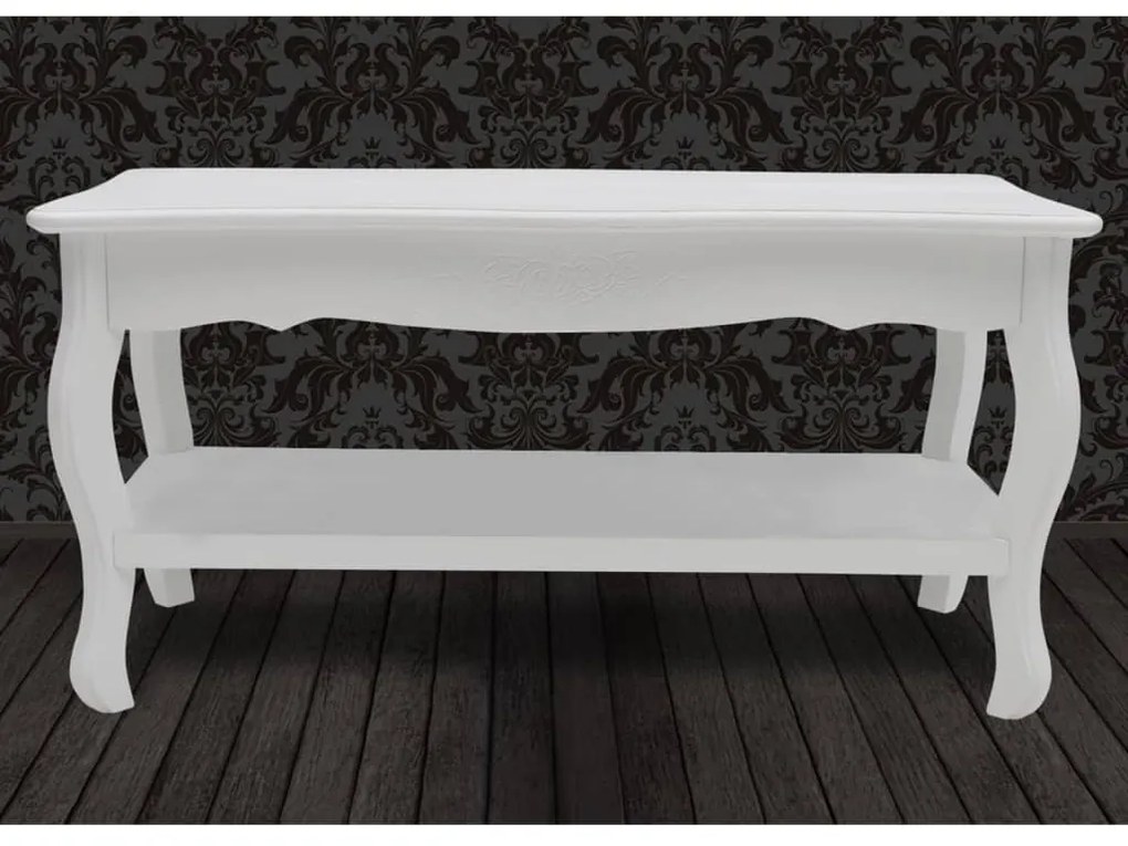 Mesa de centro com 2 prateleiras MDF branco
