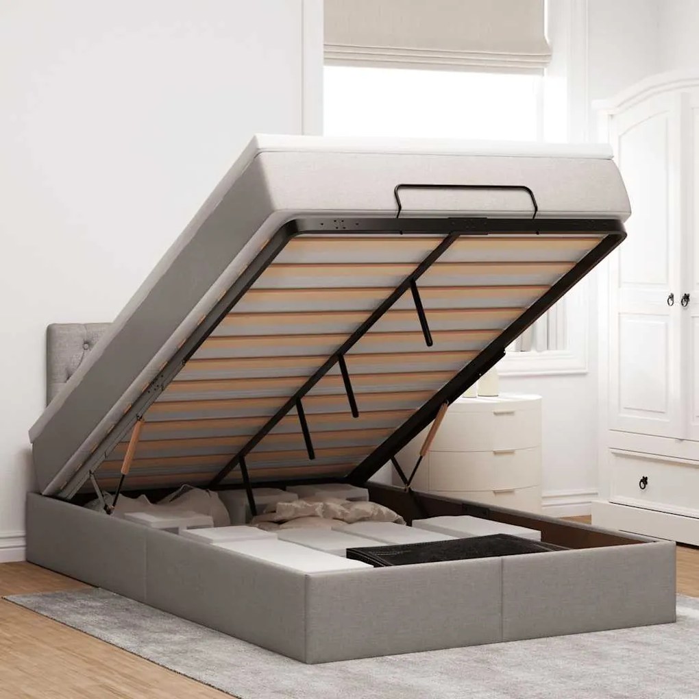 moldura de cama otomana vidaXL com tecido cinza 120x200cm