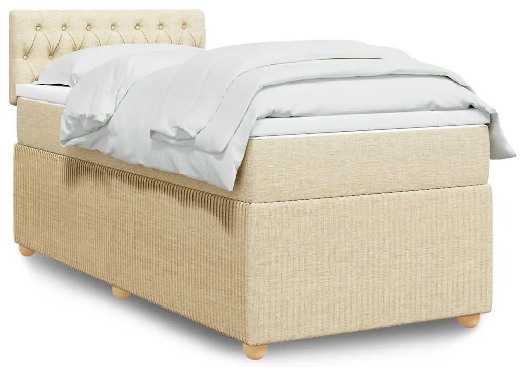 Cama com molas/colchão 90x190 cm tecido cor creme