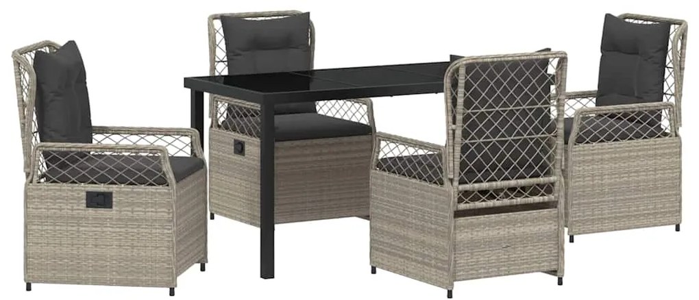 Conjunto de Jantar de Jardim com 5 peças em Polyrattan Cinza Claro