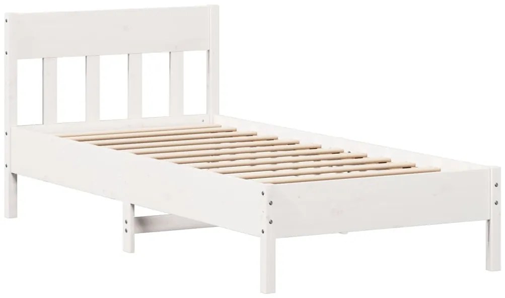 Cama sem colchão 90x190 cm madeira de pinho maciça branco