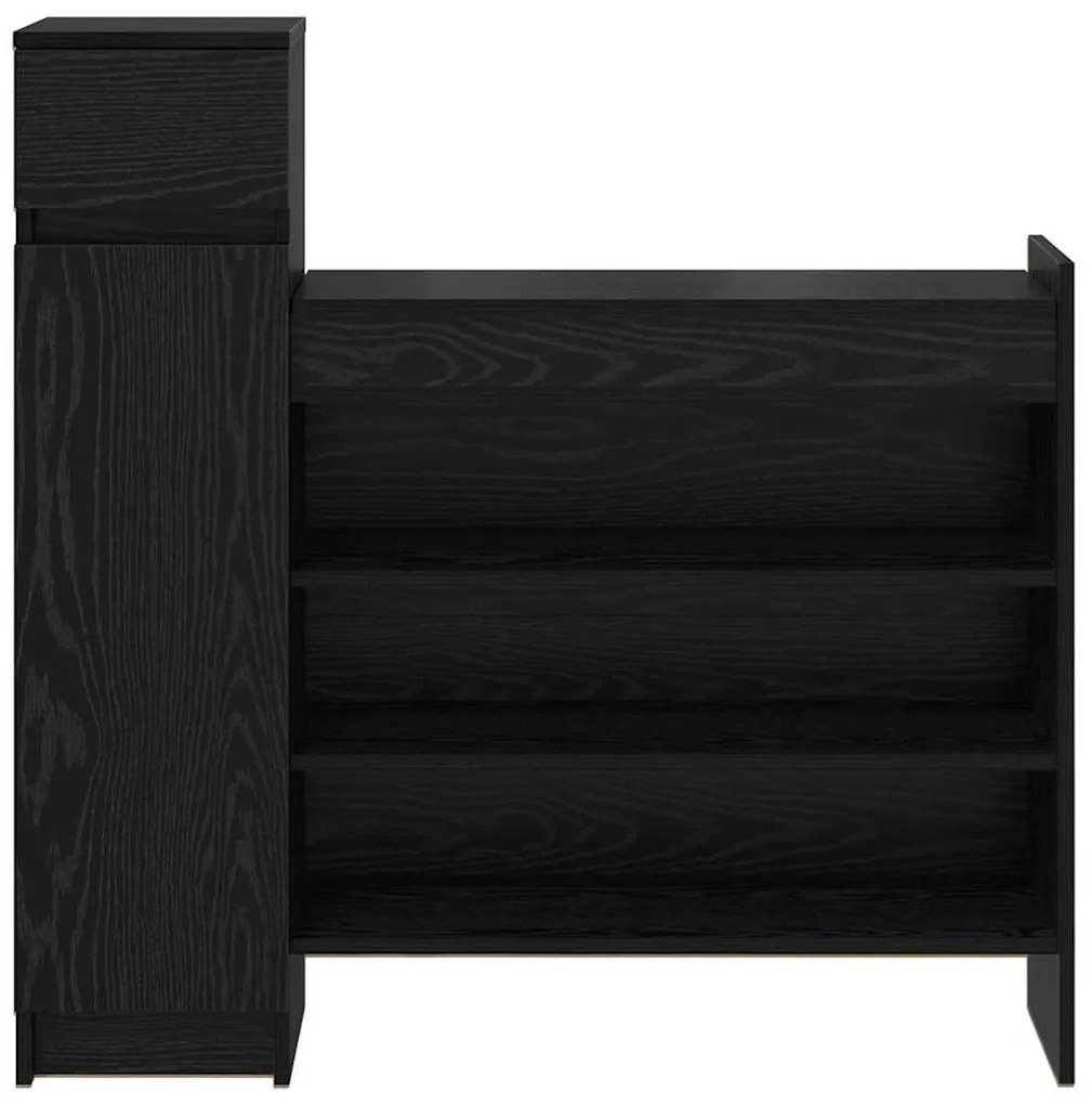 Cabine de Sapatos Carvalho Preto 100.5x28x100 cm Madeira Engenheirada