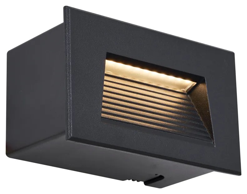 Aplique de parede embutido moderno preto 11,5cm incl. LED IP65 - Trem Moderno