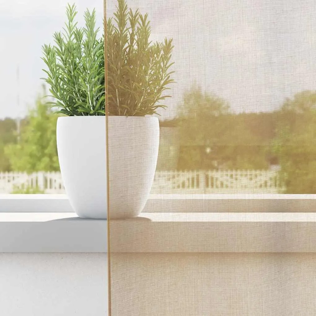 Cortinas de voile com ilhós 2 pcs areia