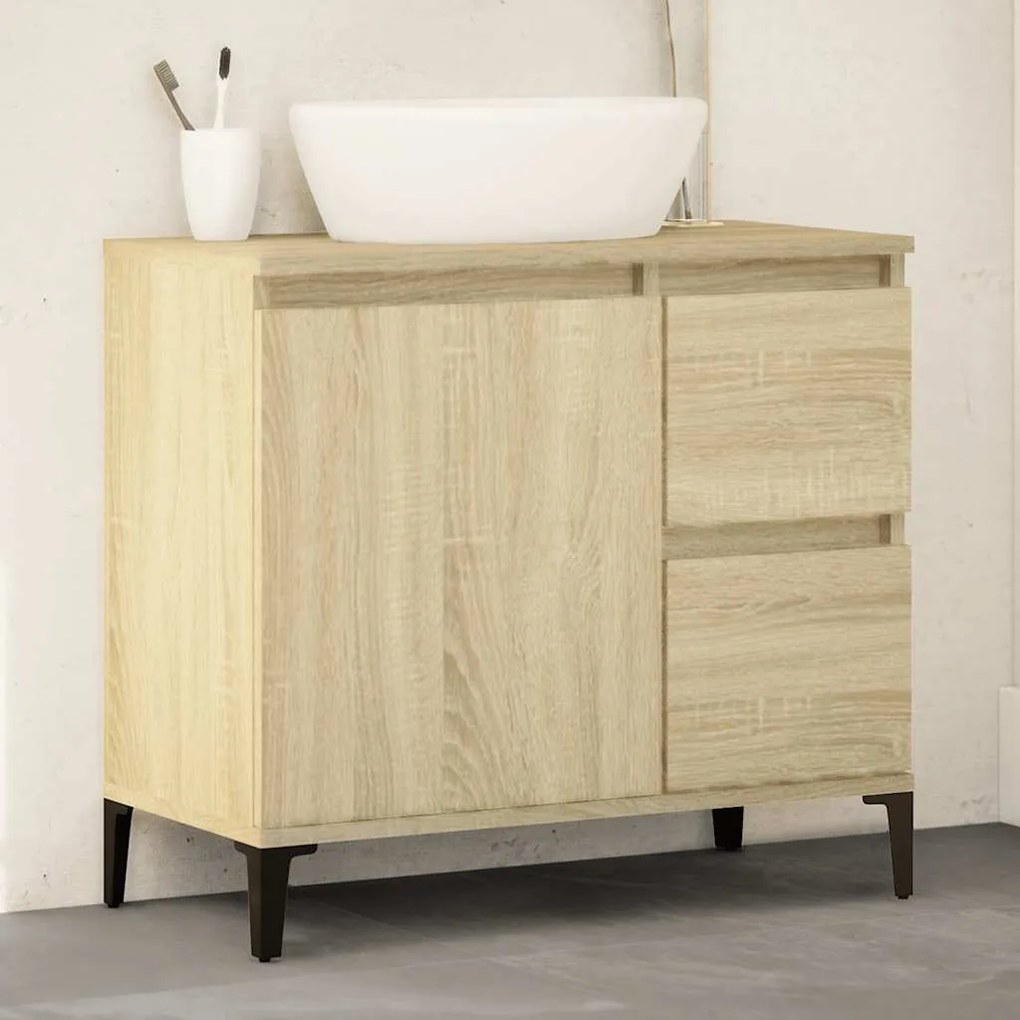 vidaXL Armário WC 65x33x60 cm derivados de madeira carvalho sonoma