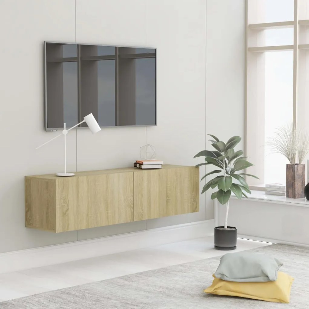 vidaXL Móvel de TV 120x30x30 cm derivados de madeira carvalho sonoma
