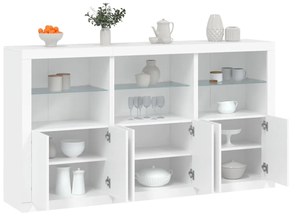 Aparador com luzes LED 181,5x37x100 cm branco