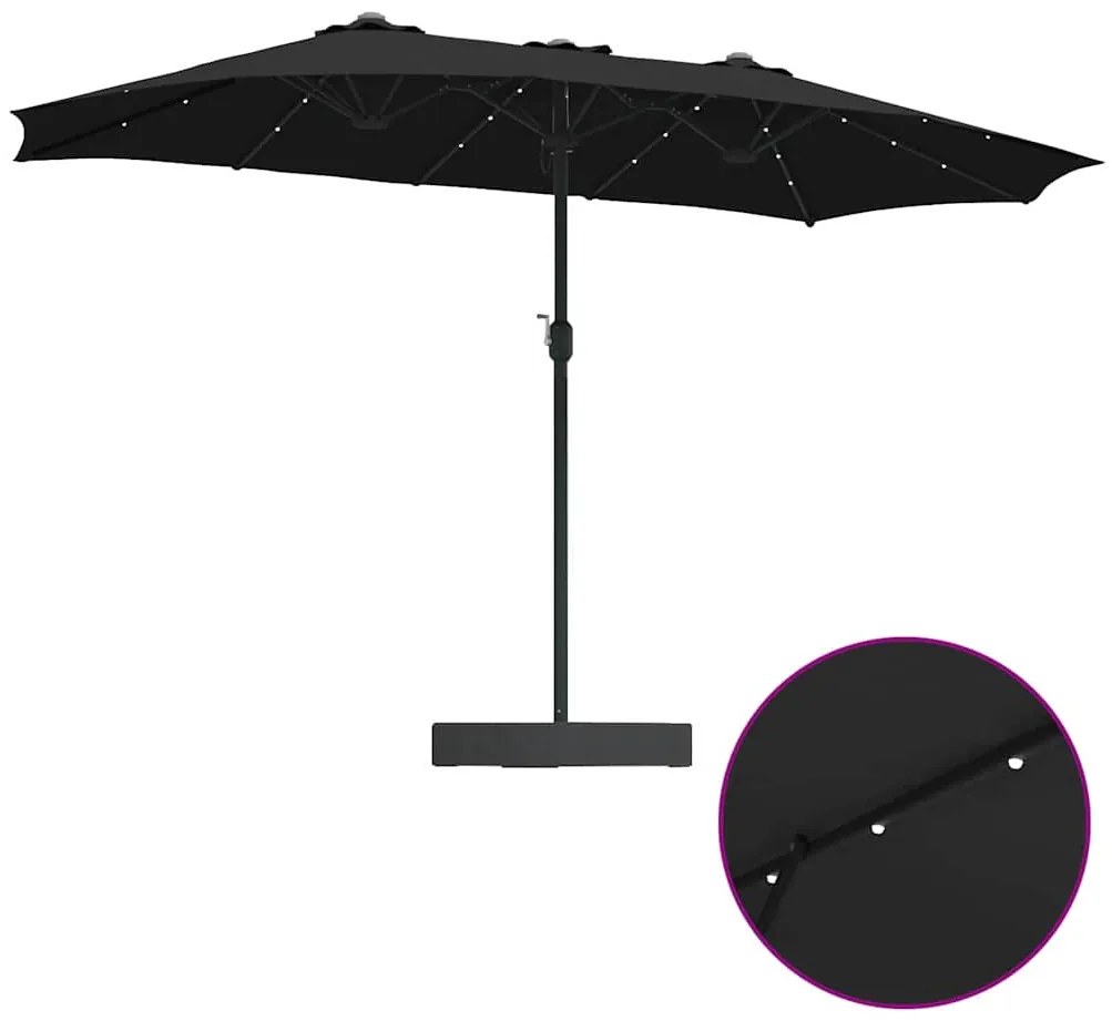 Guarda-sol de Jardim Preto 385 x 209 x 244 cm tecido
