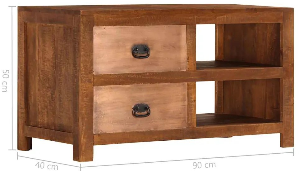 Mesa de centro c/ 2 gavetas 90x40x50cm madeira mangueira maciça