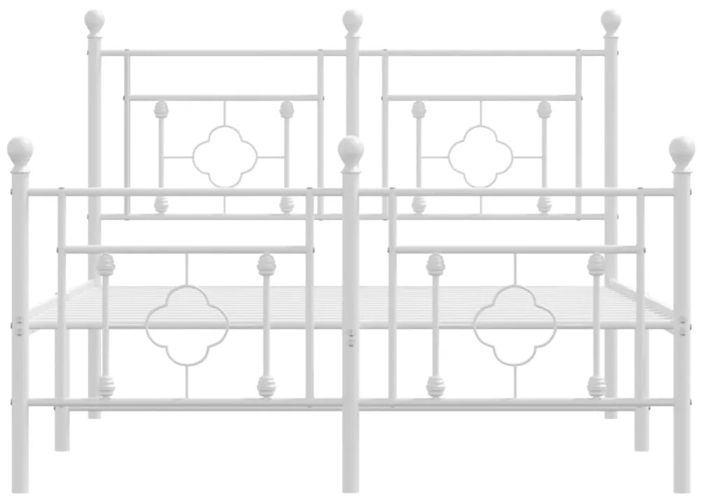 Estrutura de cama com cabeceira e pés 120x190 cm metal branco