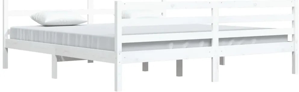 Estrutura de cama 200x200 cm madeira de pinho maciça branco