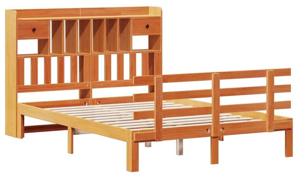 Cama com estante sem colchão 140x190 cm pinho maciço
