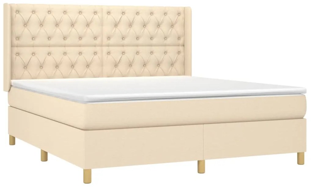 Cama com molas/colchão 160x200 cm tecido cor creme