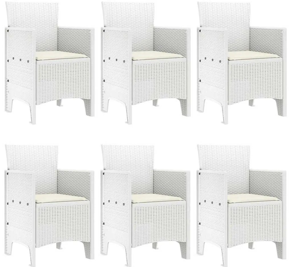 Conjunto de Jantar para Jardim 7 pcs Branco Rattan / Vime