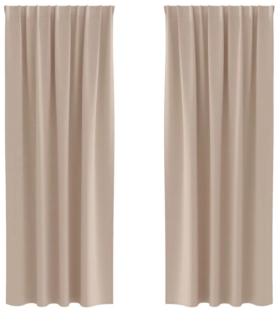 Cortinas 2 pcs Cinzento-acastanhado 245 x 140 cm Poliéster