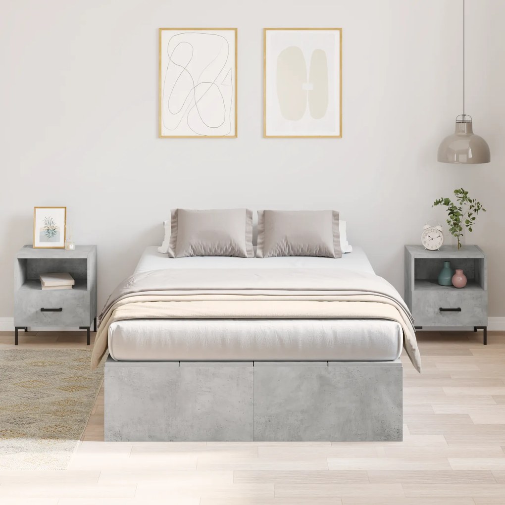 Estrado de cama com arrumação Cinza Concreto 120x200 cm