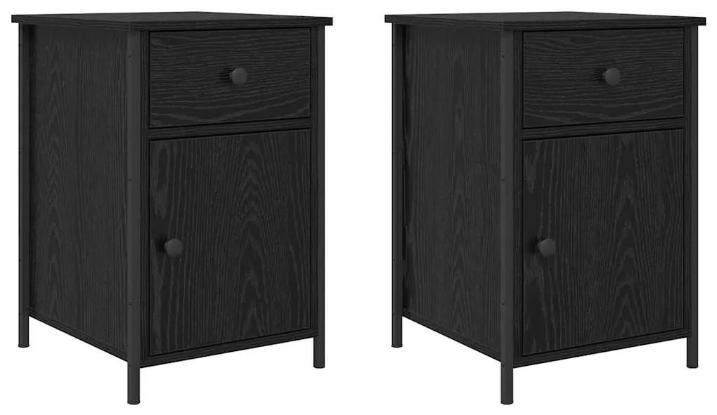 Gabinetes de Cabeceira 2 pcs Carvalho Preto 40x42x60 cm Madeira engenh