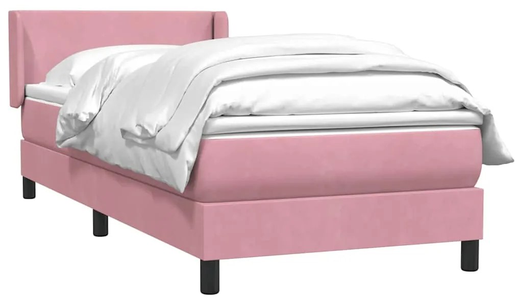 Cama com molas/colchão 80x220 cm veludo rosa