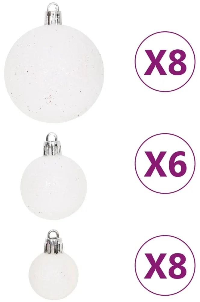108 pcs conjunto de enfeites de Natal branco e rosa