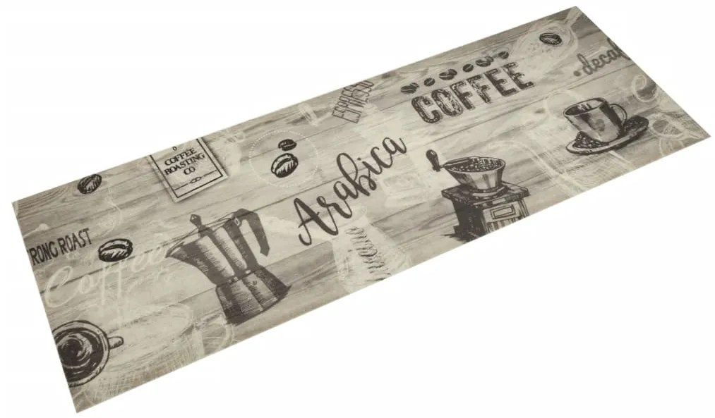 vidaXL Tapete de cozinha lavável 60x180 cm veludo padrão café cinzento
