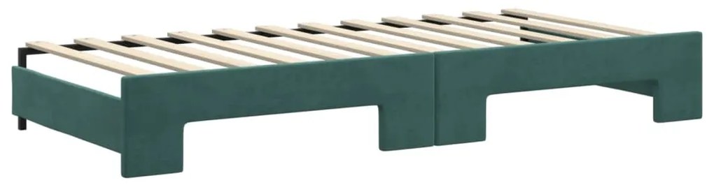 Sofá-cama c/ gavetão e gavetas 90x200 cm veludo verde-escuro