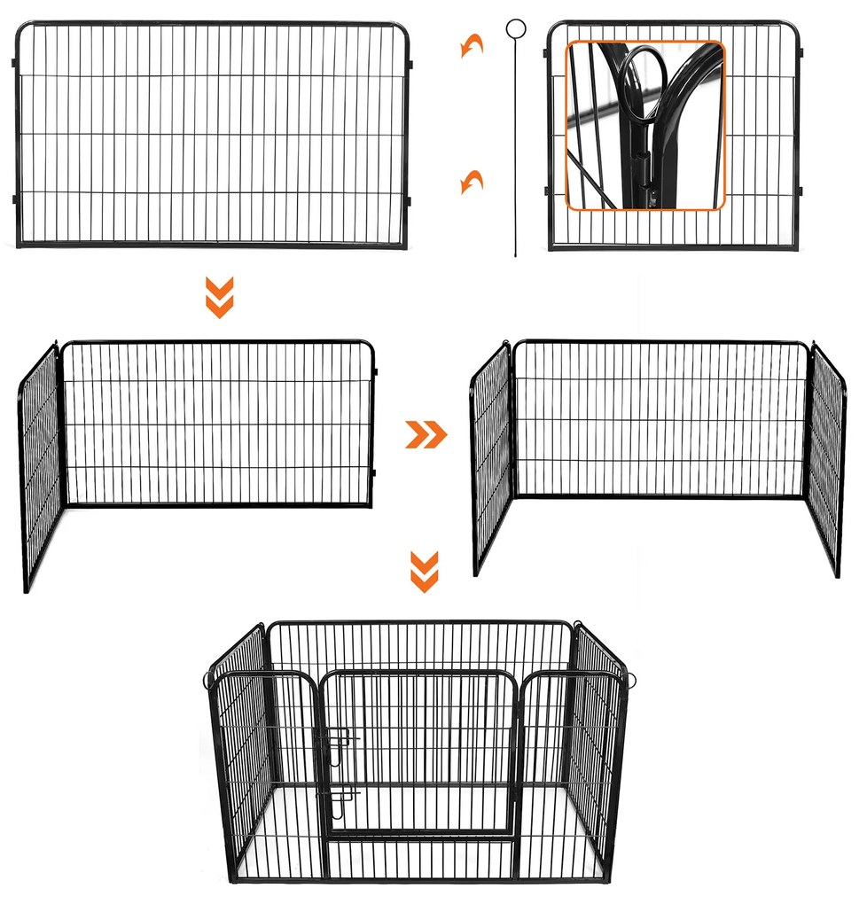 Parque para animais de estimação Metal 122 x 80 x 70 cm Preto