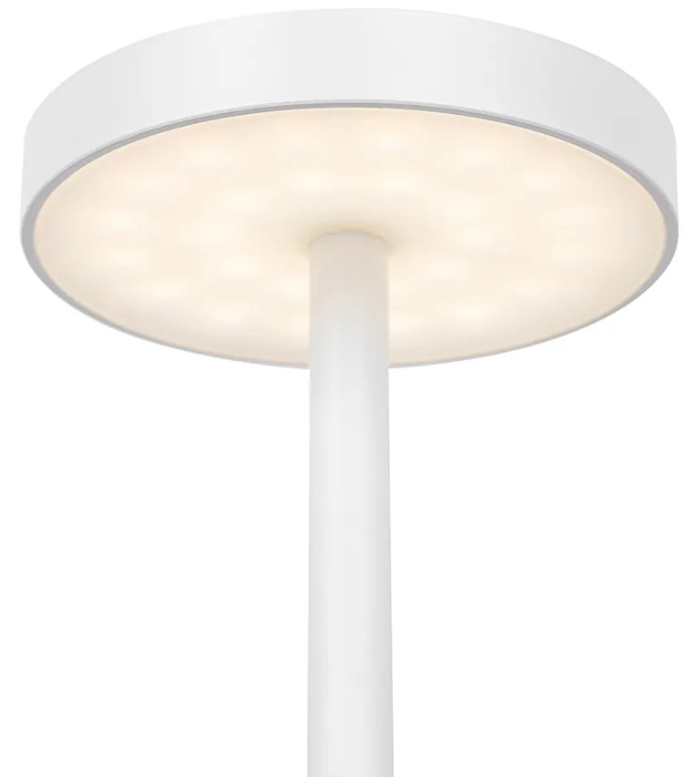 Candeeiro de mesa de exterior branco com LED integrado com dimmer tátil recarregável - Dupont Design