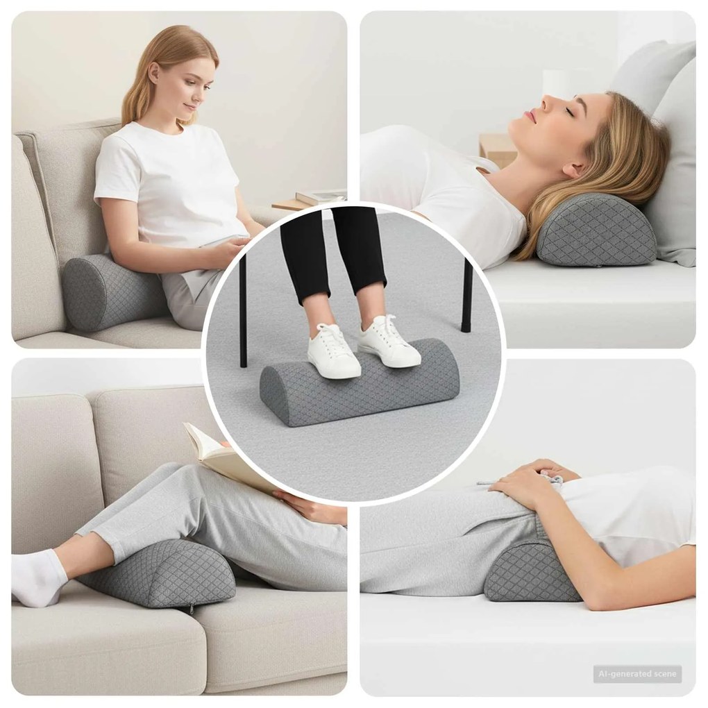 vidaXL Travesseiro para Perna Geométrico Cinzeto 52 x 20 x 11 cm