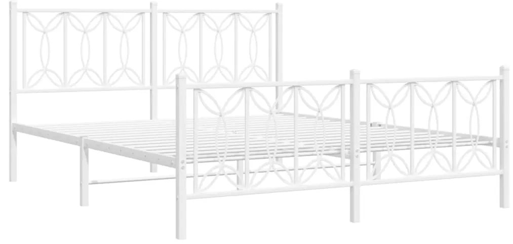 Estrutura de cama com cabeceira e pés 150x200 cm metal branco