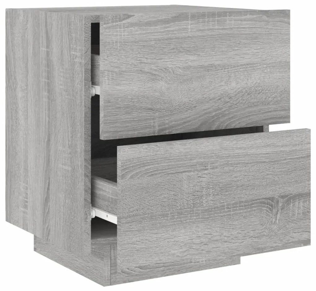 Mesas cabeceira c/ LEDs 2 pcs derivados madeira cinza sonoma