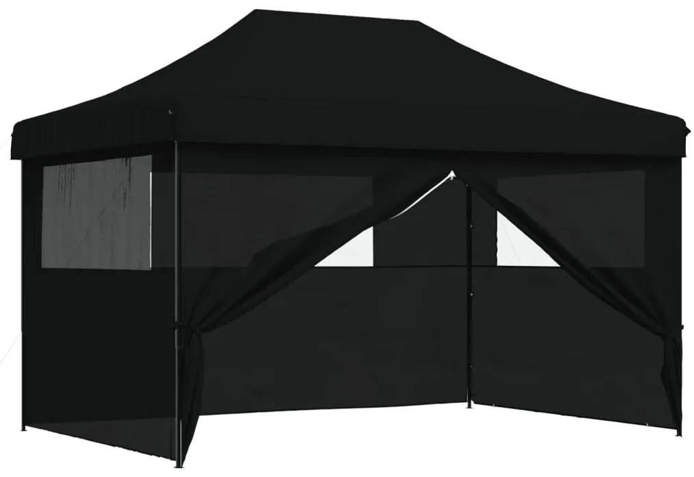 Tenda p/ festas pop-up dobrável com 4 paredes laterais preto