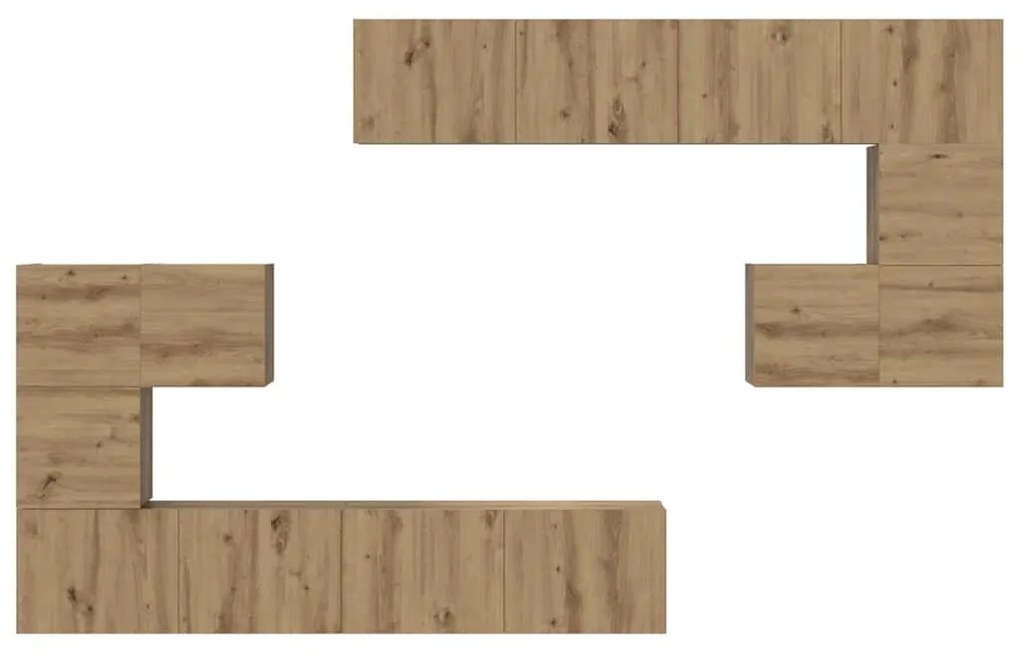 Conjunto de móvel de TV 8 pcs Carvalho Artesanal