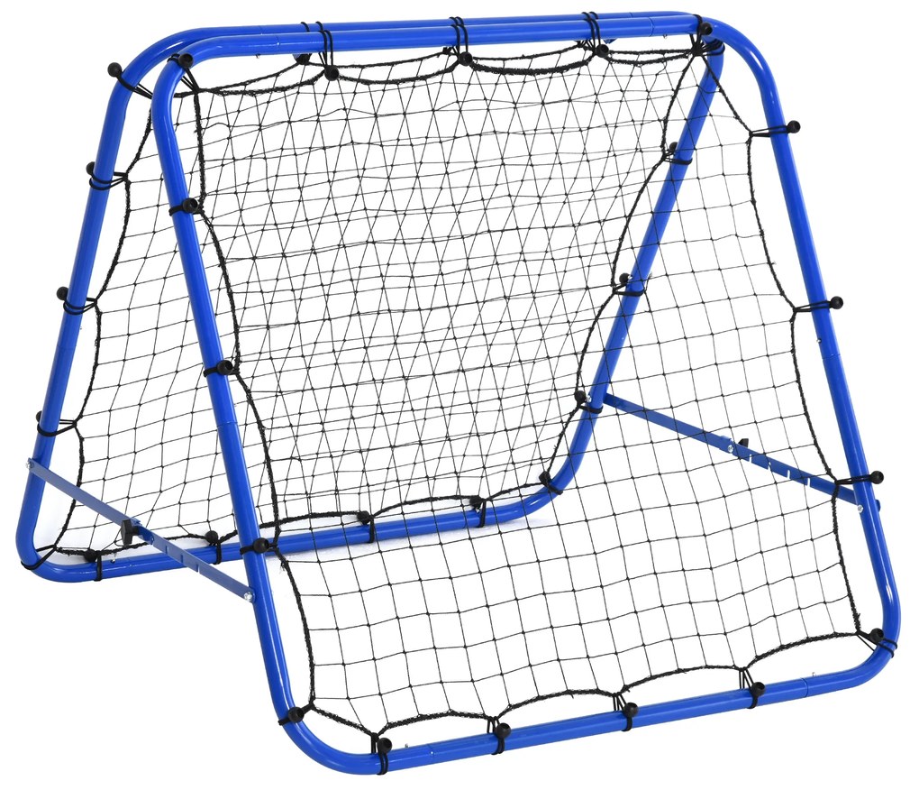 HOMCOM Rede de rebote dobravél Ângulo ajustável de 5 níveis com tubo de aço para Futebol Tênis Baseball 100x95x90 cm Azul