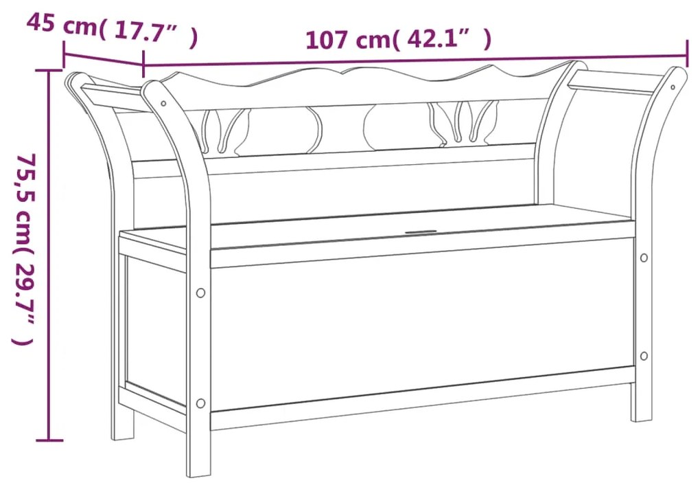 Banco 107x45x75,5 cm madeira de abeto maciça