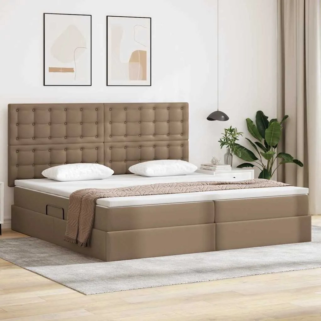 vidaXL Cama com Armazenamento Cappuccino 200 x 200 cm Couro Sintético