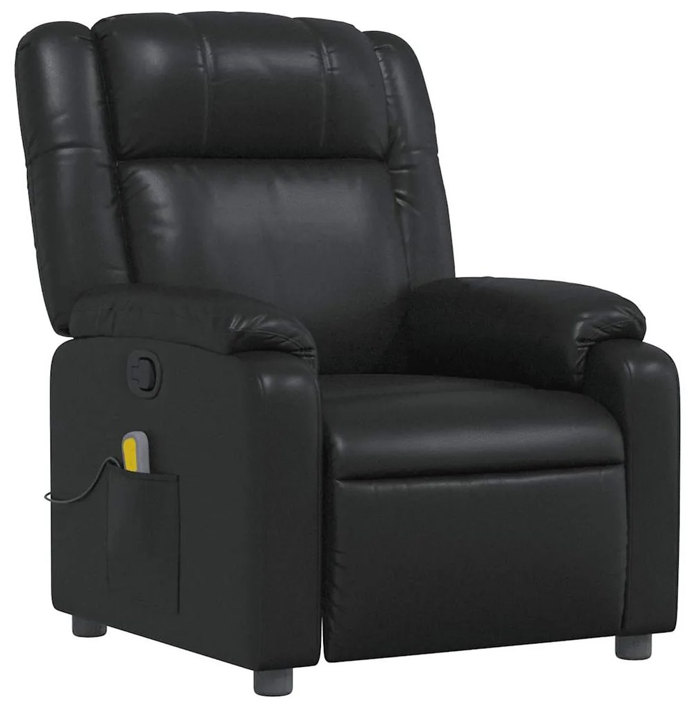 Poltrona de massagens reclinável couro artificial preto