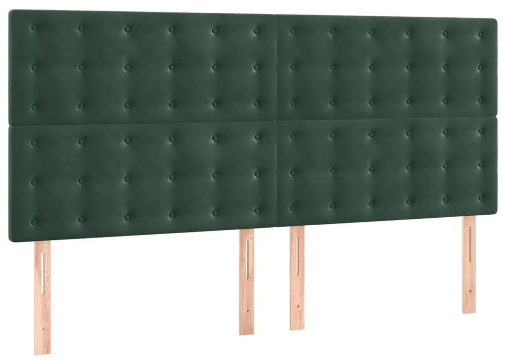 Estrutura de cama sem colchão 160x200 cm veludo verde-escuro