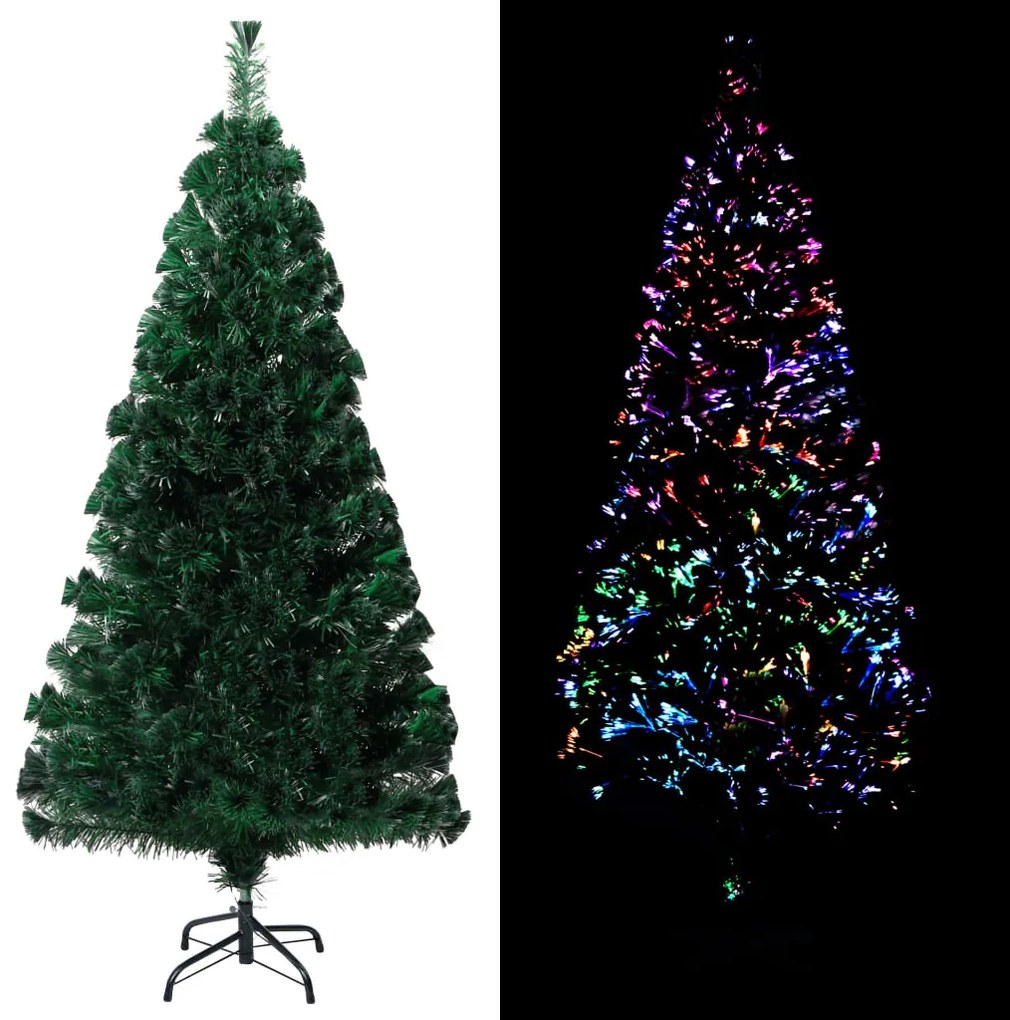321026 vidaXL Árvore de Natal artificial com suporte 120 cm fibra ótica verde