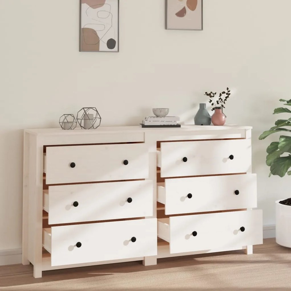 Aparador 140x35x80 cm madeira de pinho maciça branco