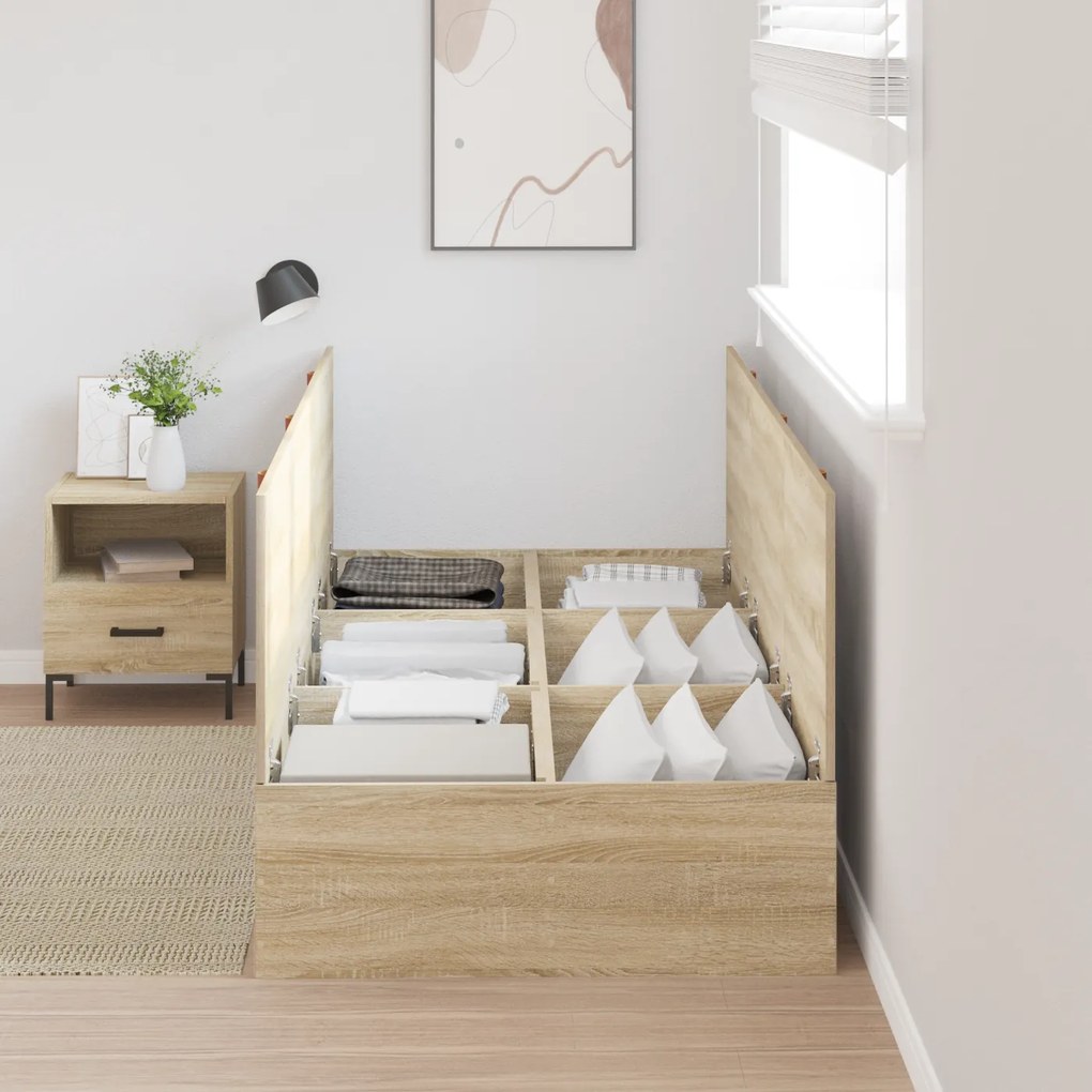 Cama de Armazenamento vidaXL em Carvalho Sonoma 90x200 cm