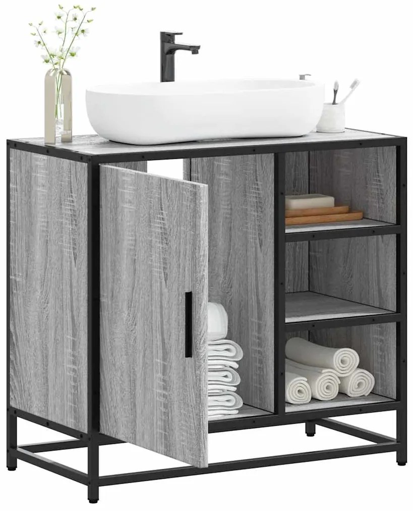 vidaXL Móvel p/ lavatório 65x33x60cm derivados madeira cinzento sonoma