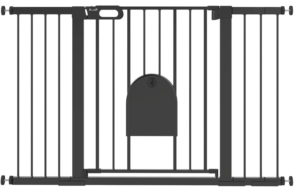 PawHut Barreira de Segurança de Animais de Estimação para Escadas e Portas com Aberturas de 75-131 cm com 3 Extensões Preto | Aosom Portugal