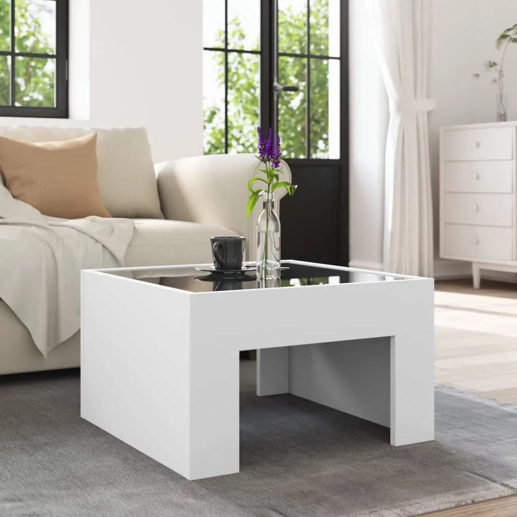 Mesa de centro luzes LED Infinity 50x50x30 cm branco