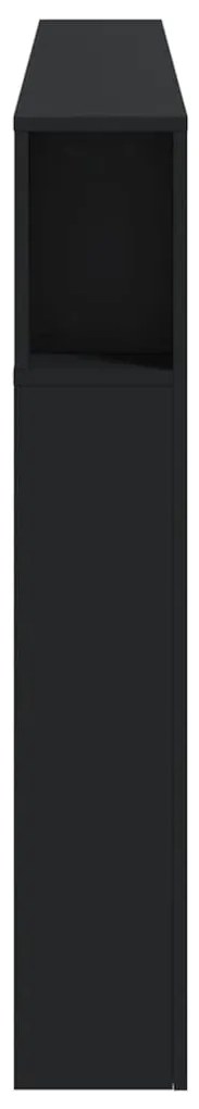 Cabeceira cama c/ LEDs 180x18,5x103,5 cm deriv. madeira preto