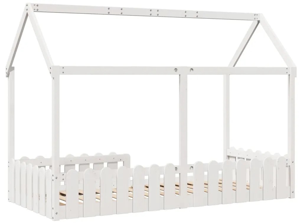 Cama infantil formato de casa 90x190 cm pinho maciço branco