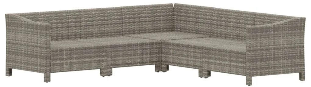 5 pcs conjunto lounge de jardim c/ almofadões vime PE cinzento