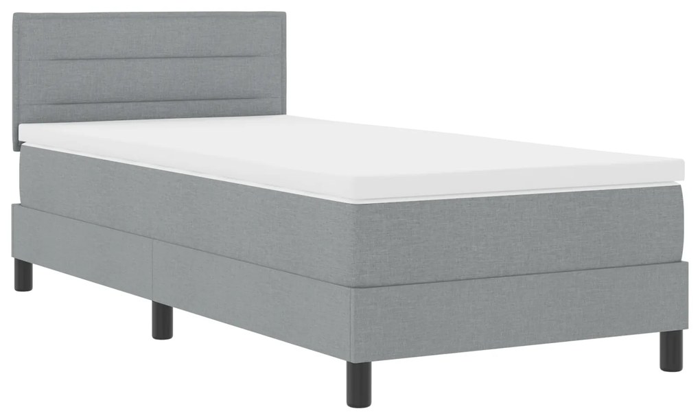 Cama Box com Colchão Cinza Claro 90x190 cm Tecido
