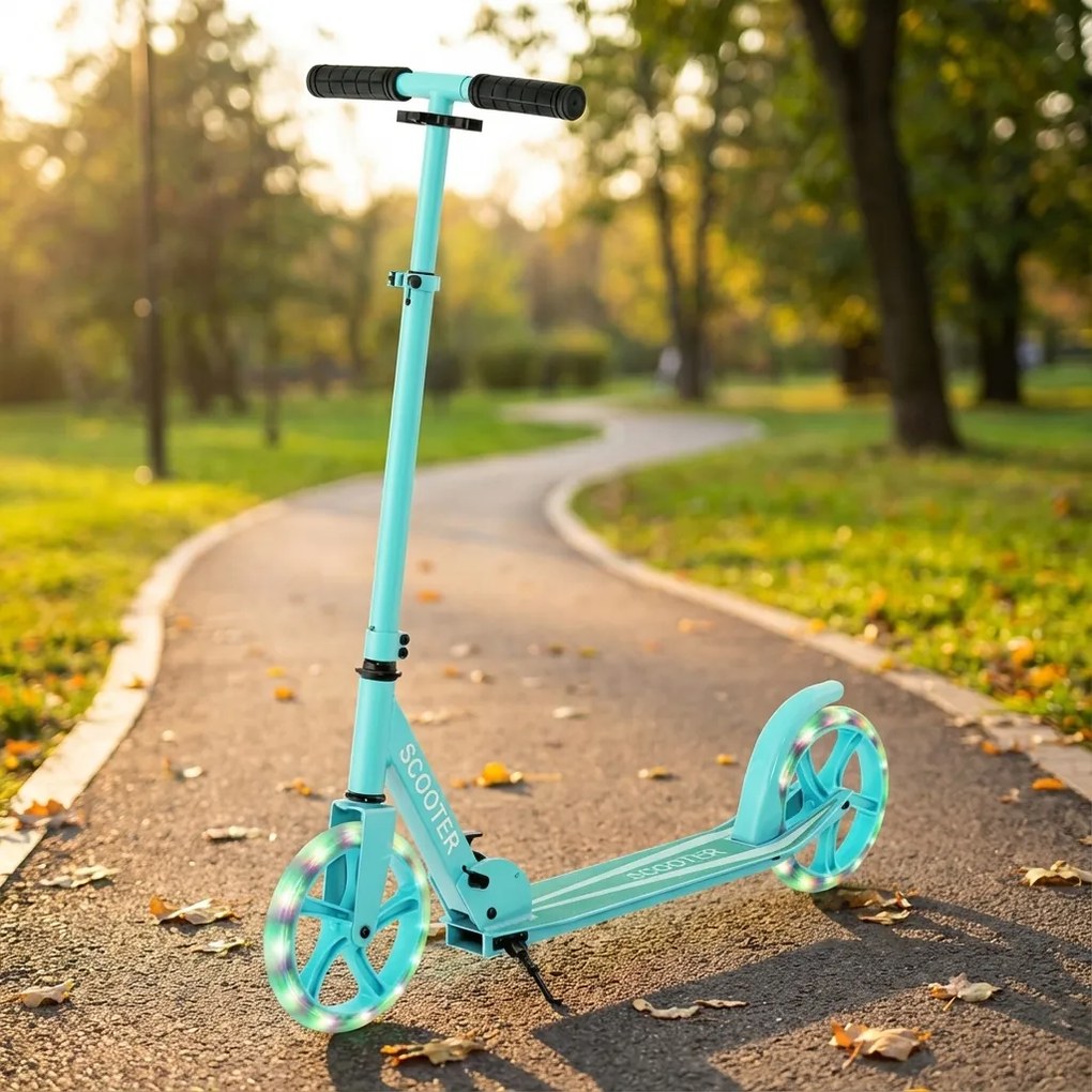 Trotinete crianças com plataforma de alumínio, guiador ajustável em 3 posições e alça Até 100 kg Verde