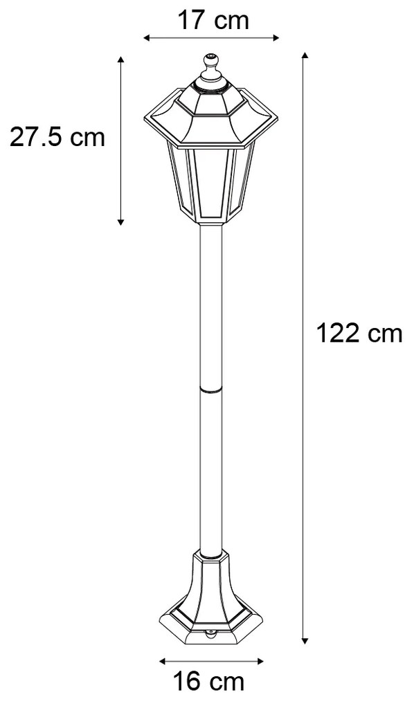 Poste de exterior clássico preto 122cm IP44 - New Haven Hammered Clássico / Antigo